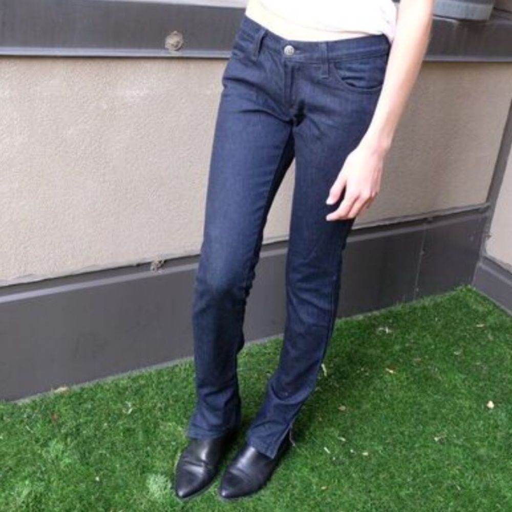 Ksubi Tsubi Dark Wash Straight Jeans w/ Zip Ankle